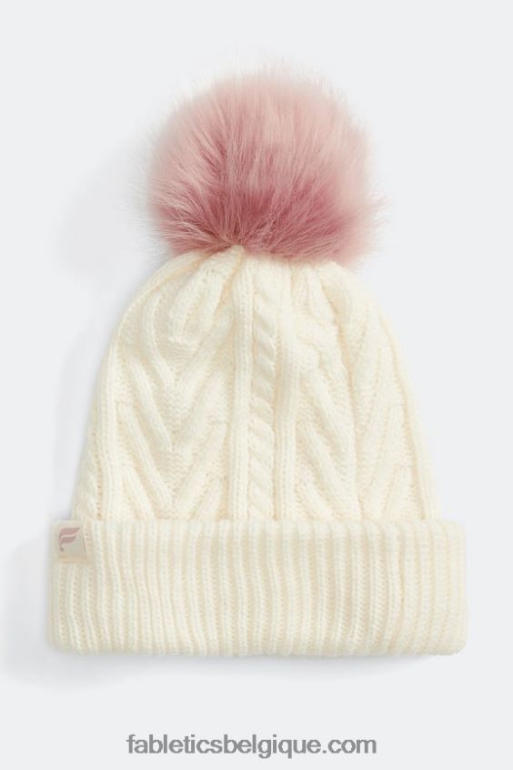bonnet à pompon en maille torsadée femmes Fabletics 404P0T3022 aigrette/mauve muet