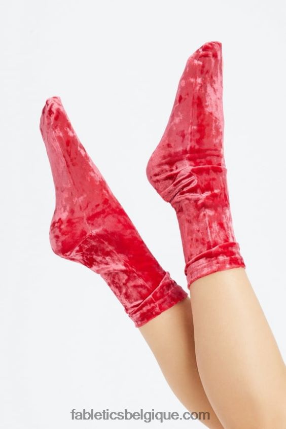 chaussette en velours extensible 6" femmes Fabletics 404P0T2987 rouge fraise