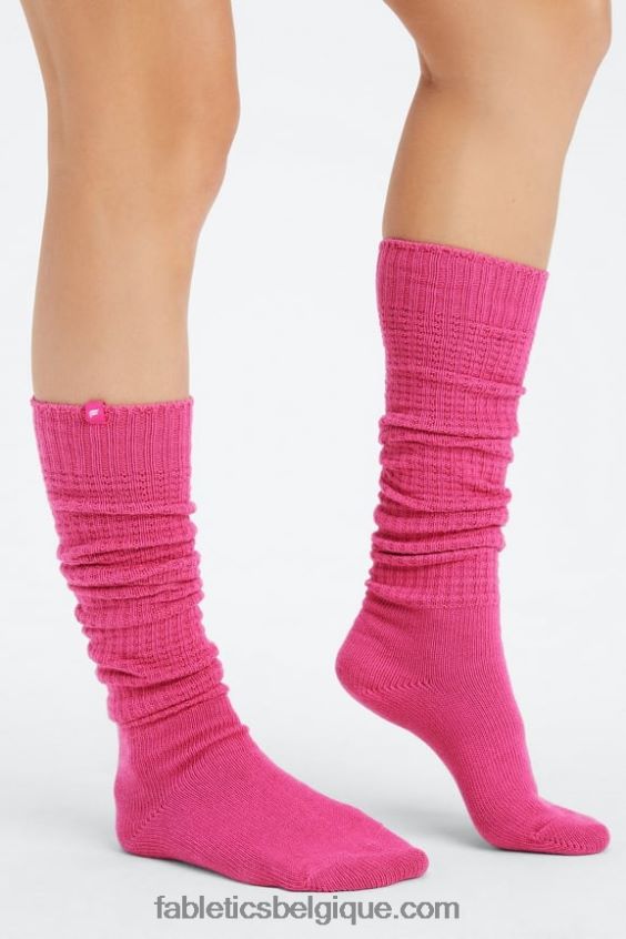 chaussette haute en maille torsadée femmes Fabletics 404P0T2988 fuchsia