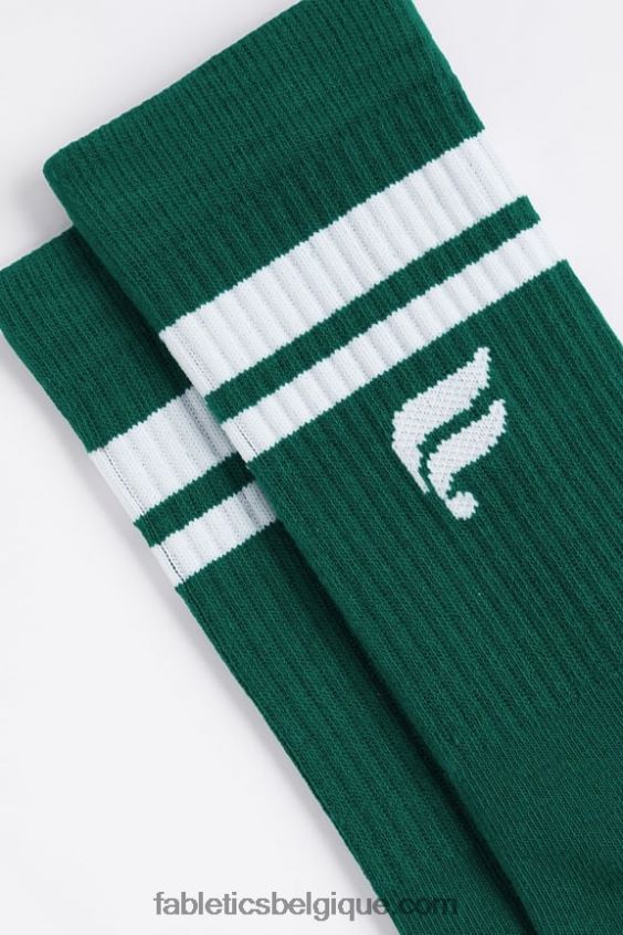 la chaussette de tous les jours femmes Fabletics 404P0T2971 vert fairway/rayure blanche