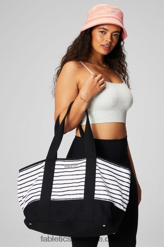 cabas de marché en toile femmes Fabletics 404P0T2917 bande noire française