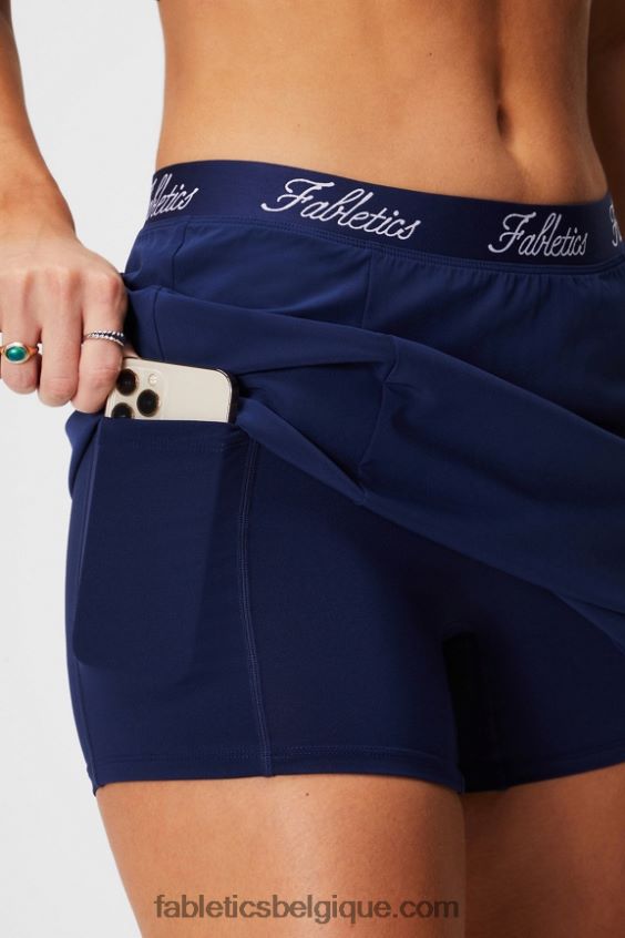 jupe à poche tissée avec short intégré femmes Fabletics 404P0T626 marine collégiale/marine collégiale