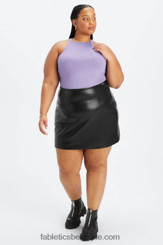 minijupe taille haute en cuir vegan femmes Fabletics 404P0T636 étain bicolore léopard/orchidée