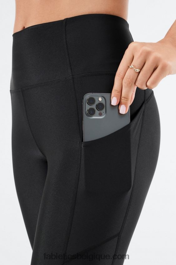 Oasis Pureluxe Legging taille haute brillant 7/8 femmes Fabletics 404P0T896 éclat noir