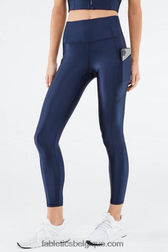 Oasis Pureluxe Legging taille haute brillant 7/8 femmes Fabletics 404P0T899 éclat bleu marine profond