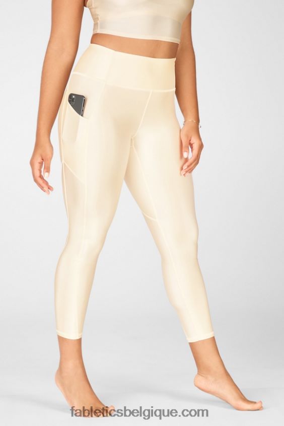 Oasis Pureluxe Legging taille haute brillant 7/8 femmes Fabletics 404P0T924 brillance de la crème au beurre