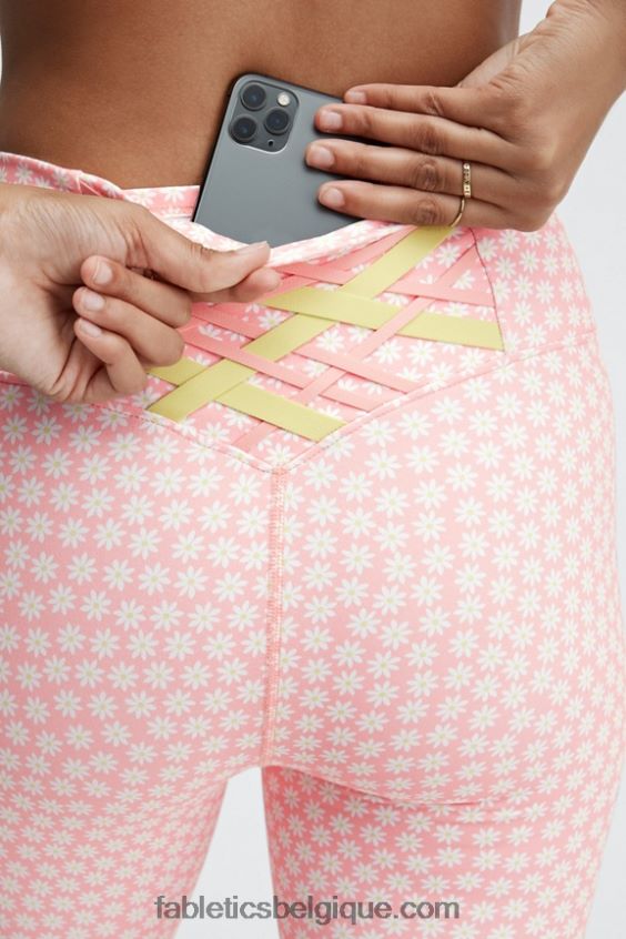 boost powerhold legging taille haute 7/8 61 femmes Fabletics 404P0T858 marguerite porter/poussière rose/citron vert