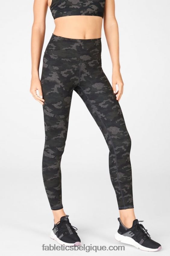 boost powerhold legging taille haute 7/8 63 femmes Fabletics 404P0T868 camouflage anthracite/feuille