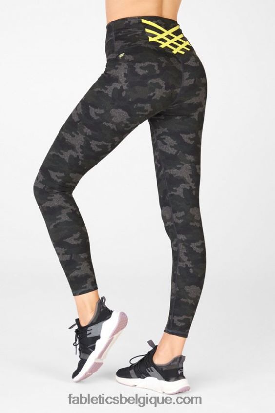 boost powerhold legging taille haute 7/8 63 femmes Fabletics 404P0T868 camouflage anthracite/feuille