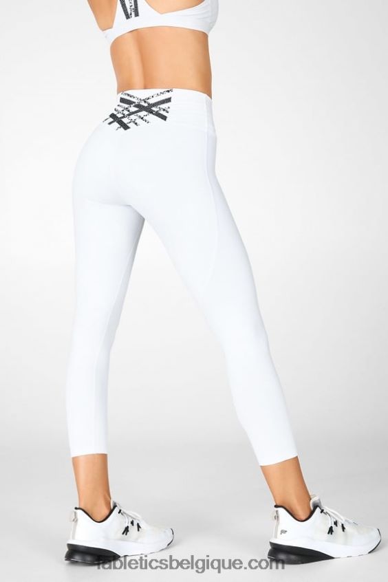 capri taille haute à bretelles boost ii femmes Fabletics 404P0T1318 blanc/micro point