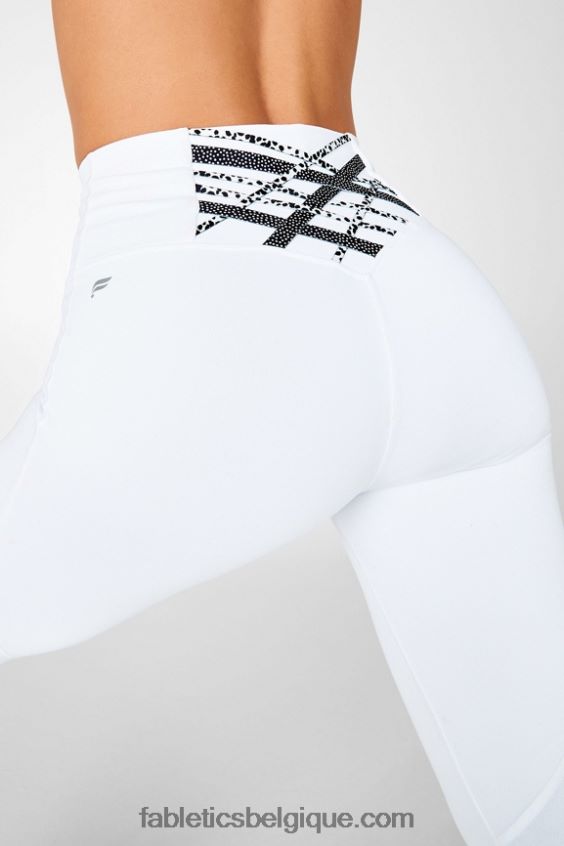 capri taille haute à bretelles boost ii femmes Fabletics 404P0T1318 blanc/micro point