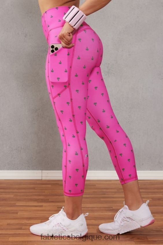 capri taille haute oasis femmes Fabletics 404P0T959 palmier d'évasion rose