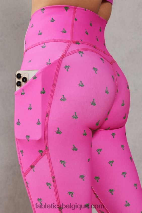 capri taille haute oasis femmes Fabletics 404P0T959 palmier d\'évasion rose