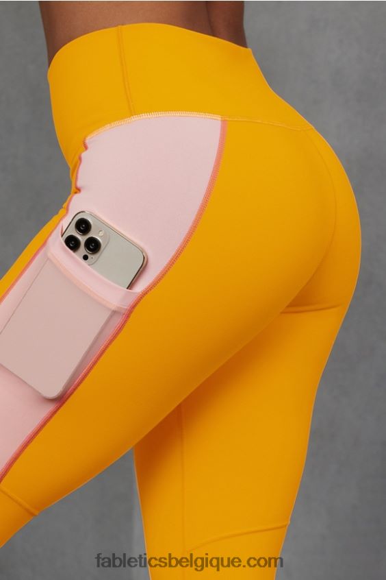 capri taille haute powerhold 44 femmes Fabletics 404P0T765 soleil de l\'après-midi/crème au beurre rose