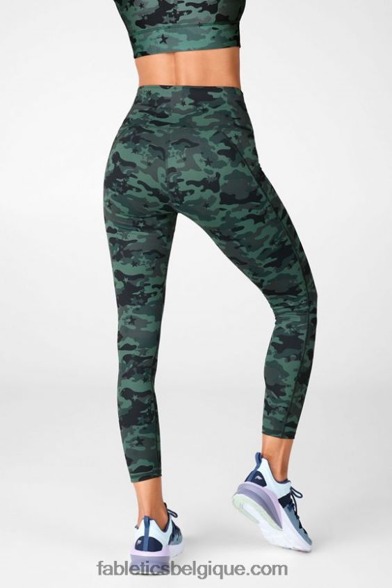 définir powerhold taille haute 7/8 legging 34 femmes Fabletics 404P0T717 logo léopard classique/noir cerise électrique