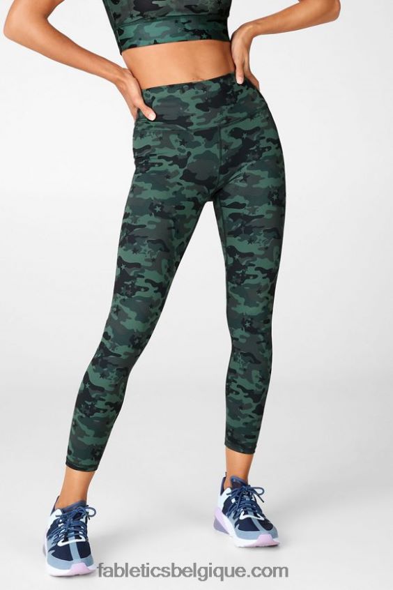 définir powerhold taille haute 7/8 legging 34 femmes Fabletics 404P0T717 logo léopard classique/noir cerise électrique