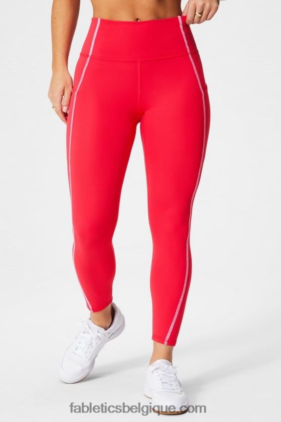 legging 7/8 taille haute oasis pureluxe 47 femmes Fabletics 404P0T781 cerise classique/blanc classique