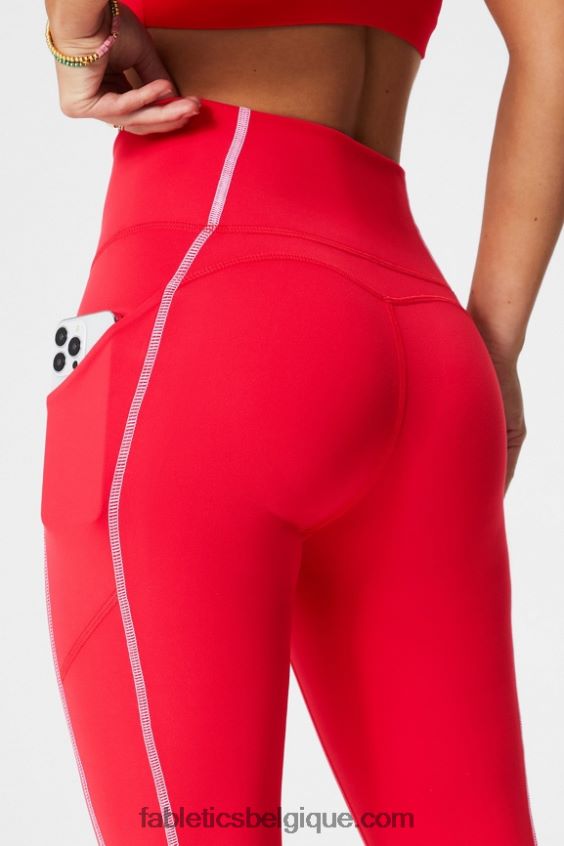 legging 7/8 taille haute oasis pureluxe 47 femmes Fabletics 404P0T781 cerise classique/blanc classique