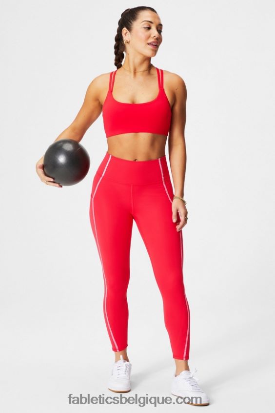 legging 7/8 taille haute oasis pureluxe 47 femmes Fabletics 404P0T781 cerise classique/blanc classique