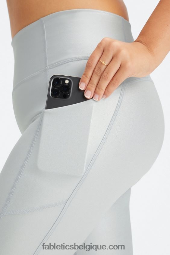 legging 7/8 taille haute oasis pureluxe 51 femmes Fabletics 404P0T799 feuille d\'argent mat
