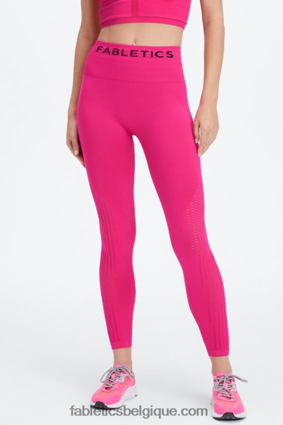 legging 7/8 taille haute sans couture sync femmes Fabletics 404P0T1004 peluche rose/noir