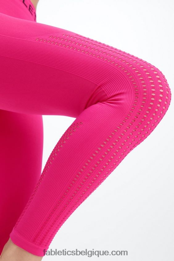 legging 7/8 taille haute sans couture sync femmes Fabletics 404P0T1004 peluche rose/noir