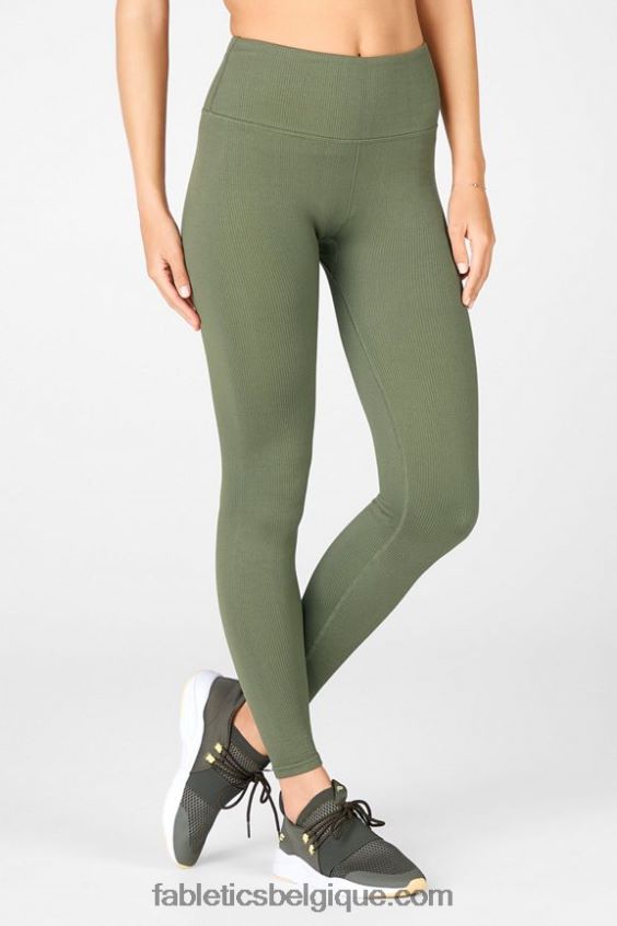 legging côtelé taille haute sans coutures femmes Fabletics 404P0T1297 safari/poire
