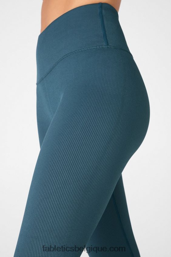 legging côtelé taille haute sans coutures femmes Fabletics 404P0T1298 bleu céleste ton sur ton/pomme aigre