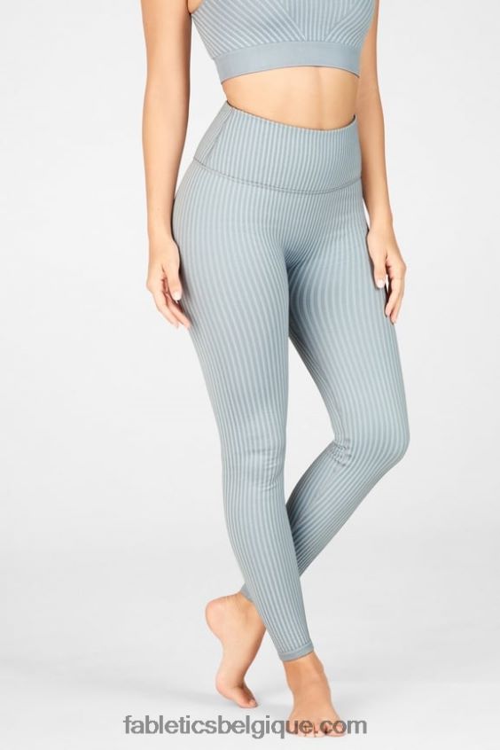 legging côtelé taille haute sans coutures femmes Fabletics 404P0T1300 nuage de pluie/gris arctique
