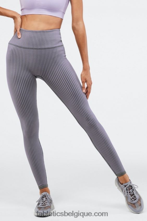 legging côtelé taille haute sans coutures femmes Fabletics 404P0T1301 fer/iris brumeux