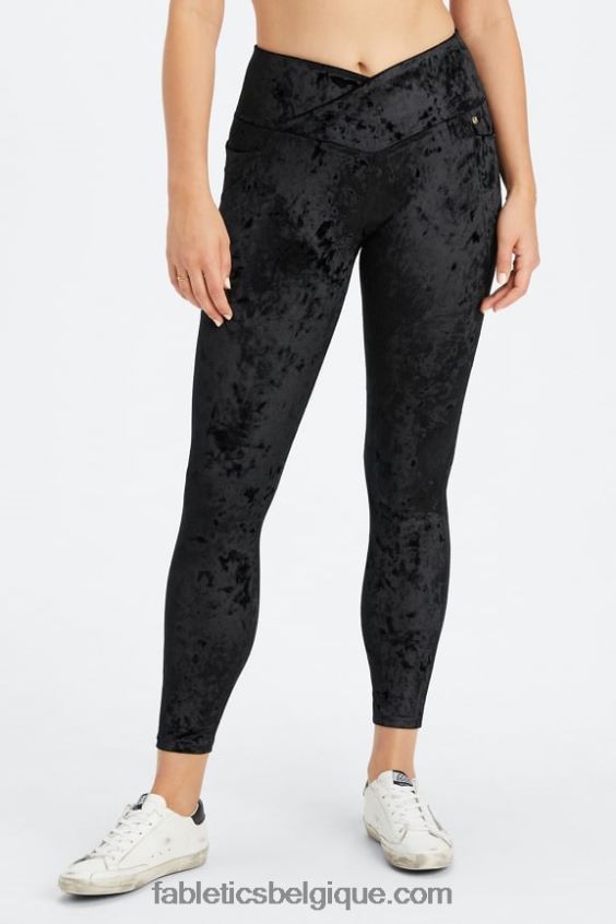 legging croisé en velours frappé femmes Fabletics 404P0T1075 noir