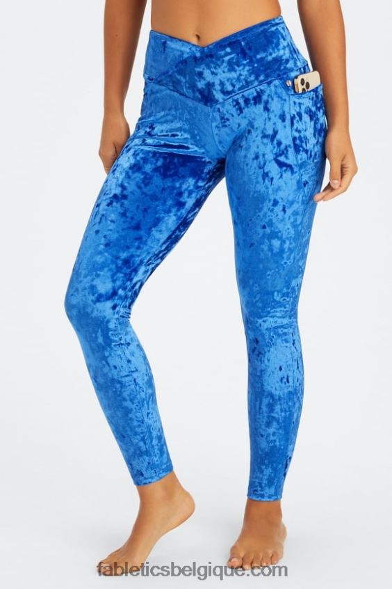 legging croisé en velours frappé femmes Fabletics 404P0T1076 céleste