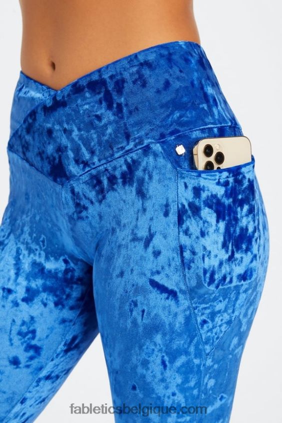 legging croisé en velours frappé femmes Fabletics 404P0T1076 céleste