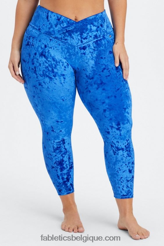 legging croisé en velours frappé femmes Fabletics 404P0T1077 céleste