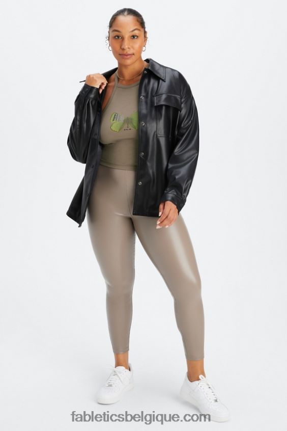 legging en cuir végétalien à enfiler femmes Fabletics 404P0T1062 écorce de saule
