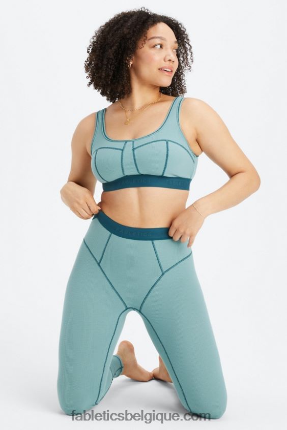 legging gaufré femmes Fabletics 404P0T1082 vague arctique/onde de minuit