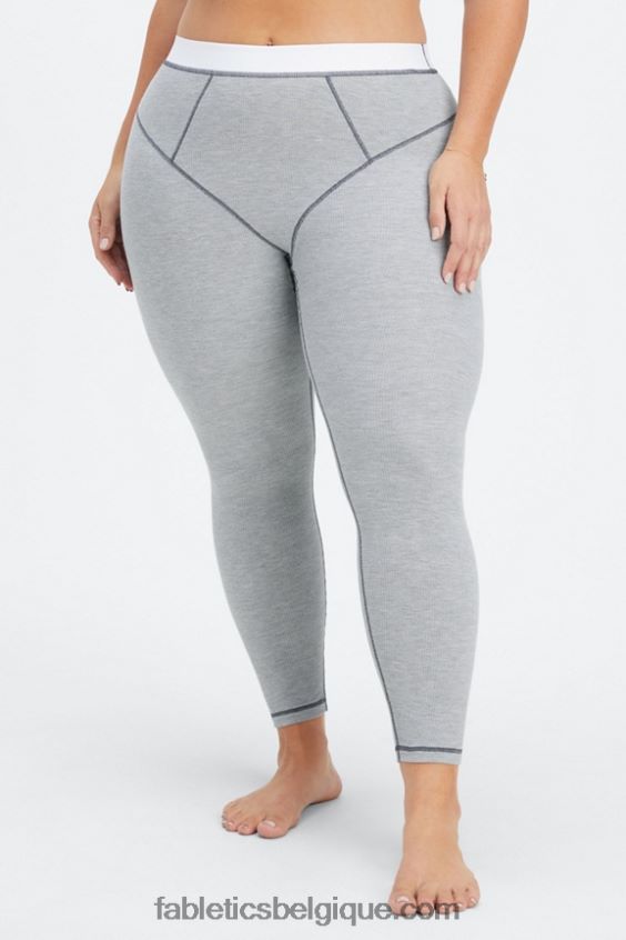 legging gaufré femmes Fabletics 404P0T1086 gris classique chiné/blanc
