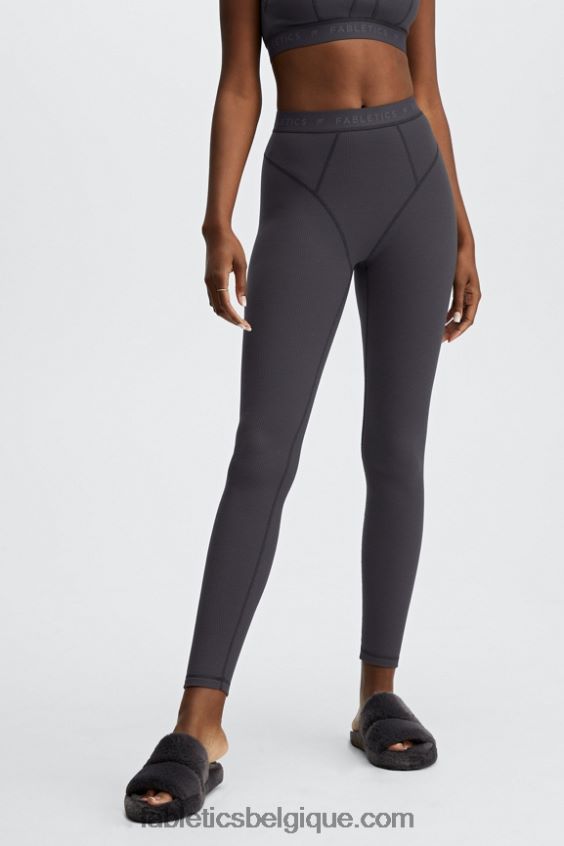 legging gaufré à taille haute femmes Fabletics 404P0T1207 logo étain/étain