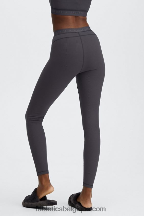 legging gaufré à taille haute femmes Fabletics 404P0T1207 logo étain/étain