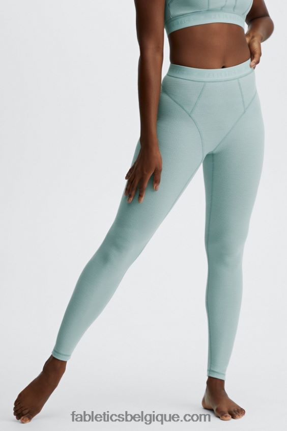 legging gaufré à taille haute femmes Fabletics 404P0T1208 logo brume d'argent