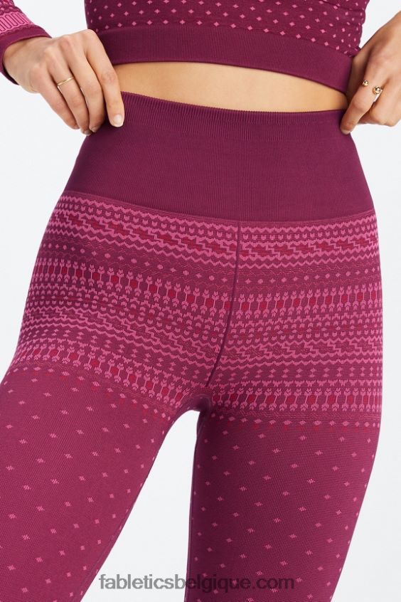 legging jacquard taille haute sans coutures femmes Fabletics 404P0T1072 merlot/multiple