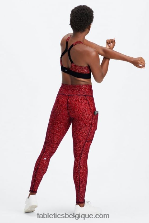legging à poche taille haute therma-flex femmes Fabletics 404P0T1036 électrique cerise mini léopard