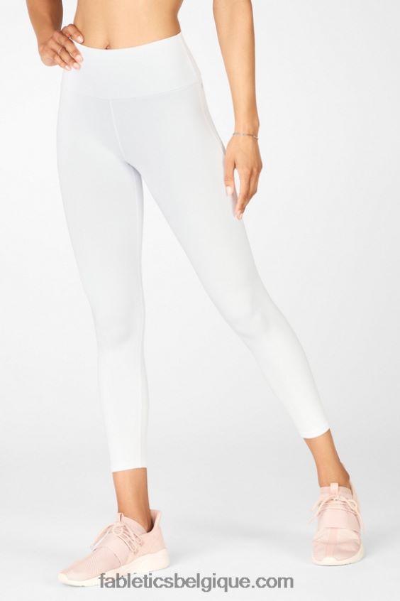 legging taille haute 7/8 boost powerhold 62 femmes Fabletics 404P0T861 blanc/goutte de citron/sorbet orange