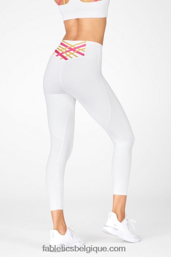 legging taille haute 7/8 boost powerhold 62 femmes Fabletics 404P0T863 blanc/rose peluche multi