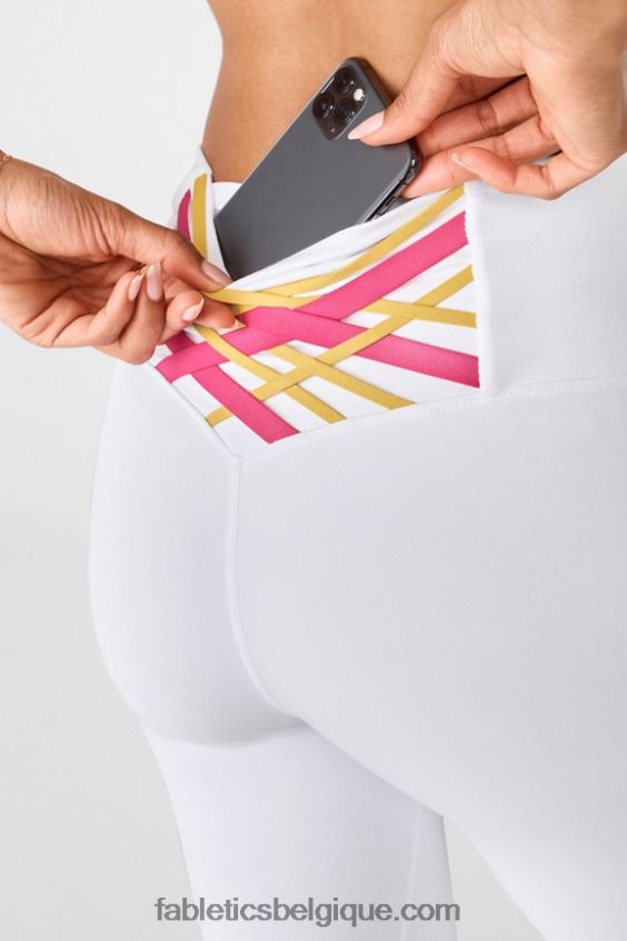 legging taille haute 7/8 boost powerhold 62 femmes Fabletics 404P0T863 blanc/rose peluche multi