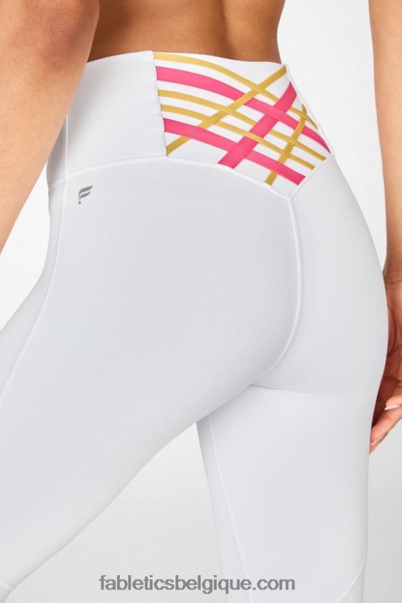 legging taille haute 7/8 boost powerhold 62 femmes Fabletics 404P0T863 blanc/rose peluche multi