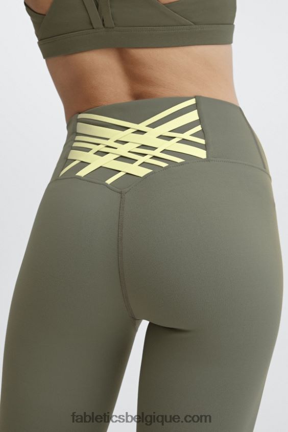 legging taille haute 7/8 boost powerhold 72 femmes Fabletics 404P0T925 vert ardoise/crème citron