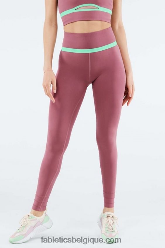legging taille haute à découpes sculptknit femmes Fabletics 404P0T1175 argile rose/eau tropicale