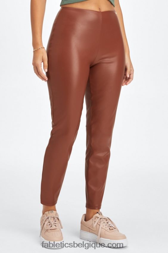 legging taille haute en cuir vegan femmes Fabletics 404P0T1127 acajou