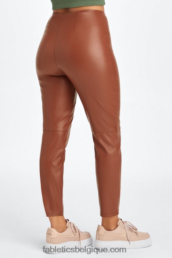 legging taille haute en cuir vegan femmes Fabletics 404P0T1127 acajou